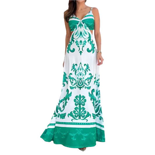Sorimae – Emerald Green Baroque Maxi Dress