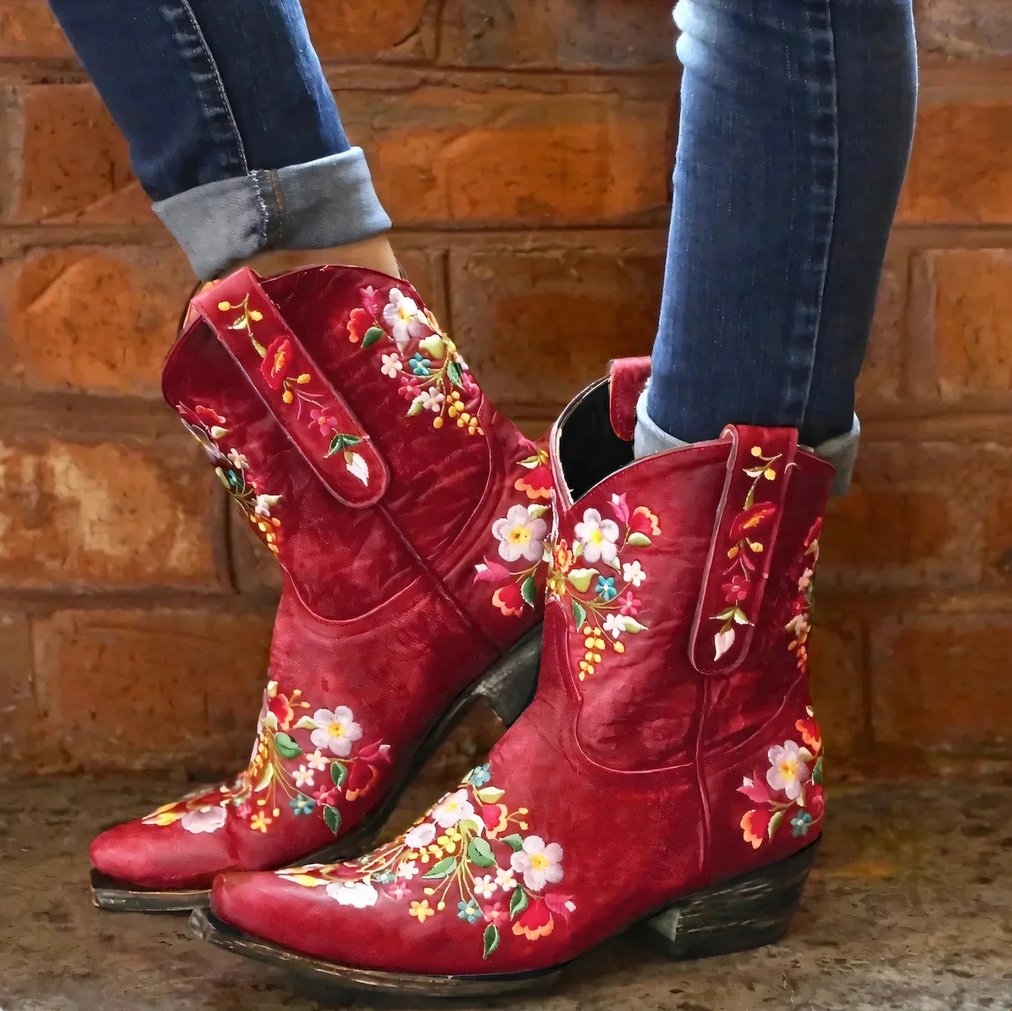 Niva – Embroidered Leather Ankle Boots