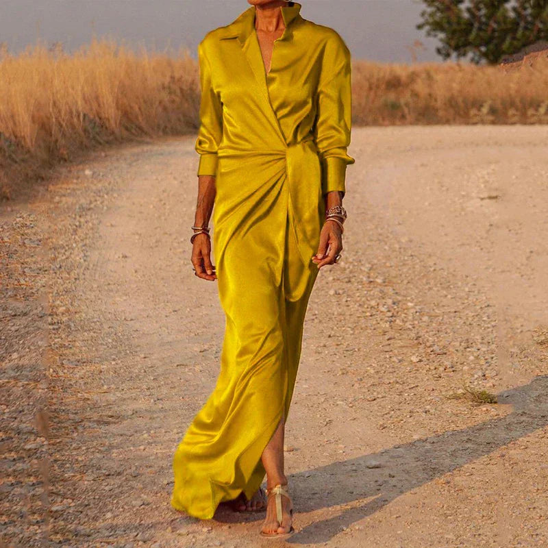 Aryana – Elegant Satin Maxi Wrap Dress