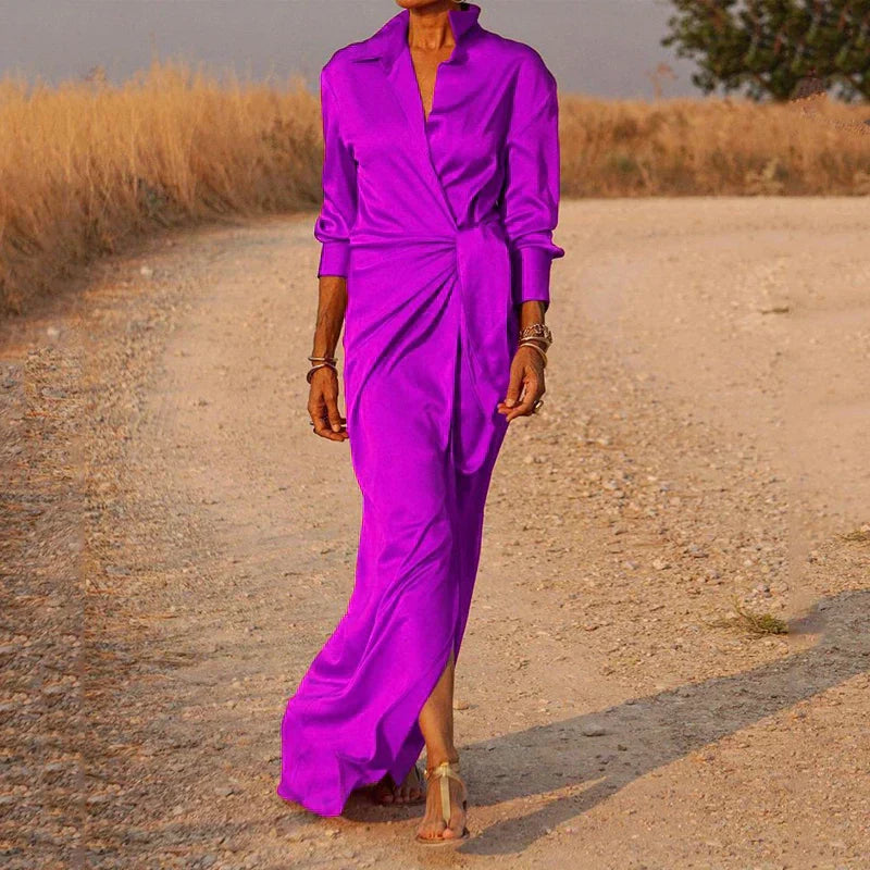 Aryana – Elegant Satin Maxi Wrap Dress