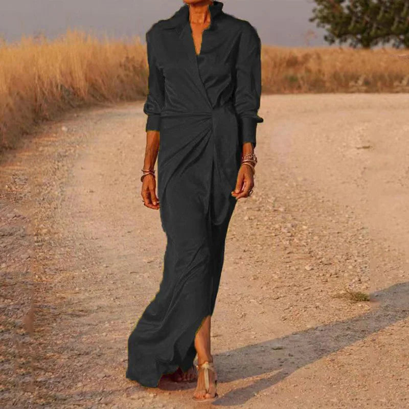 Aryana – Elegant Satin Maxi Wrap Dress