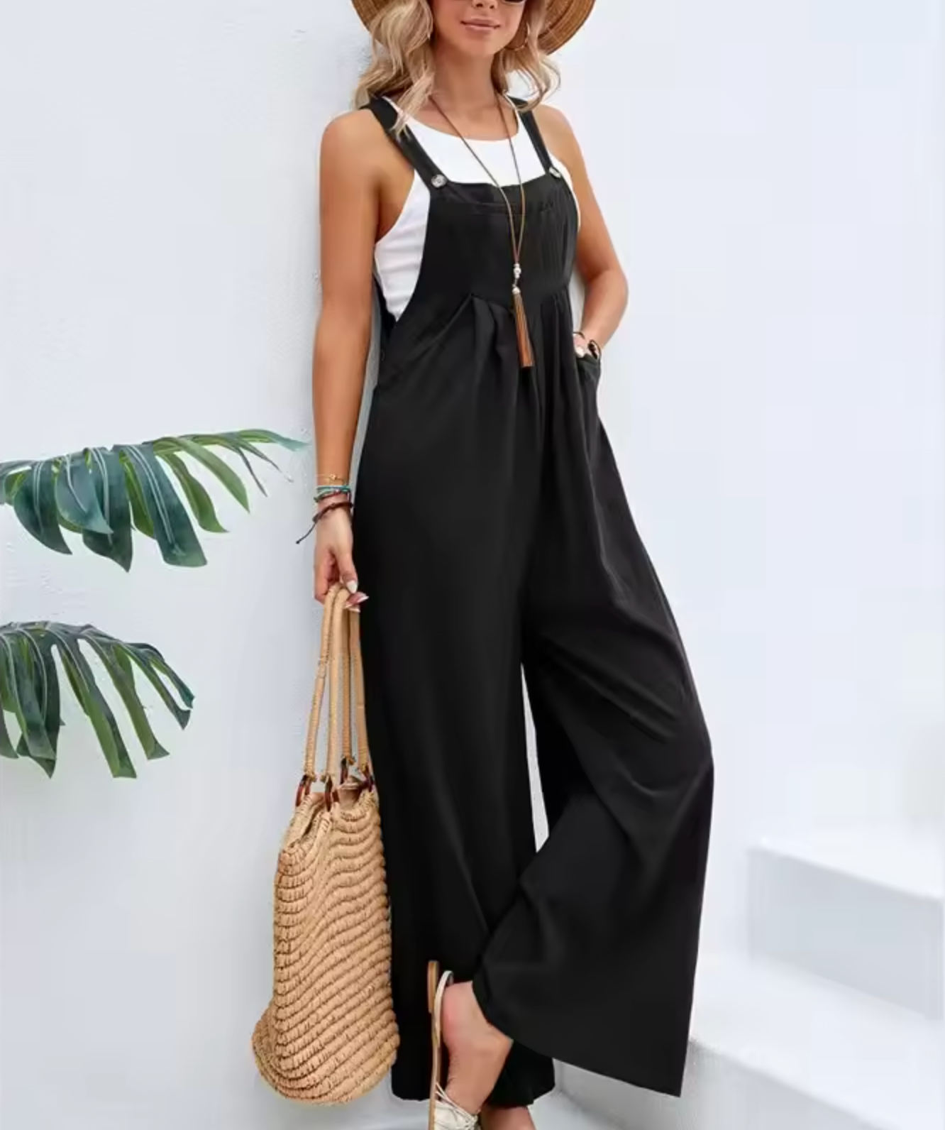 Saffron - Cotton Linen Wide Leg Jumpsuit