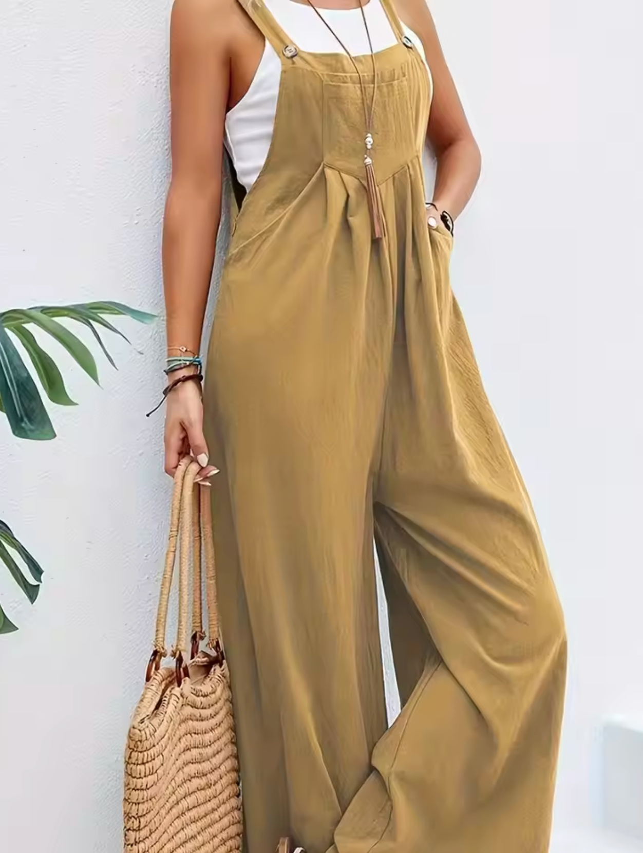 Saffron - Cotton Linen Wide Leg Jumpsuit