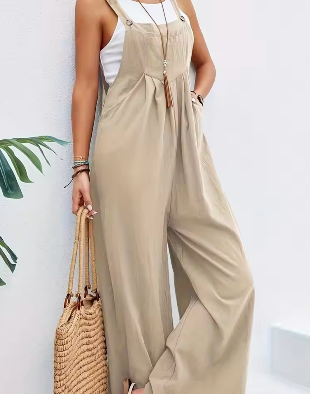 Saffron - Cotton Linen Wide Leg Jumpsuit