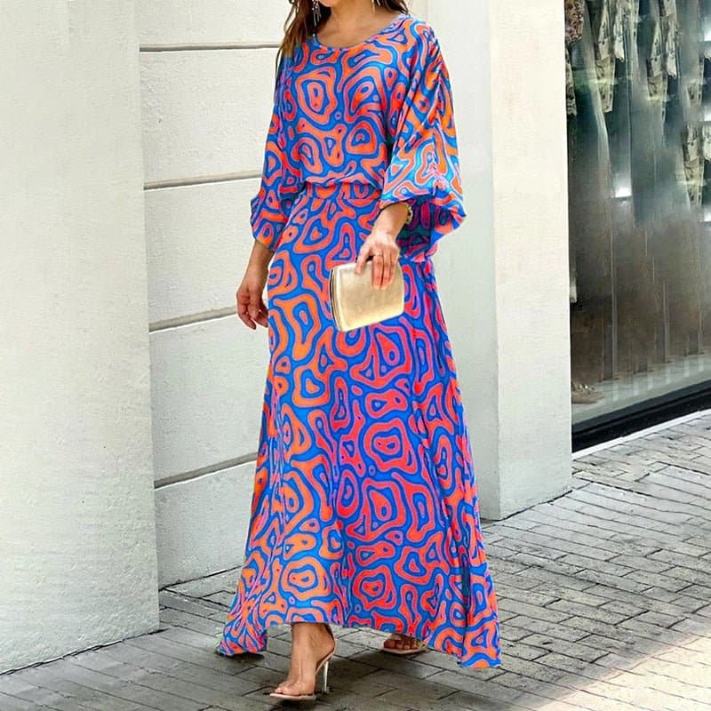 Rosmielle – Stylish Abstract Print Maxi Dress