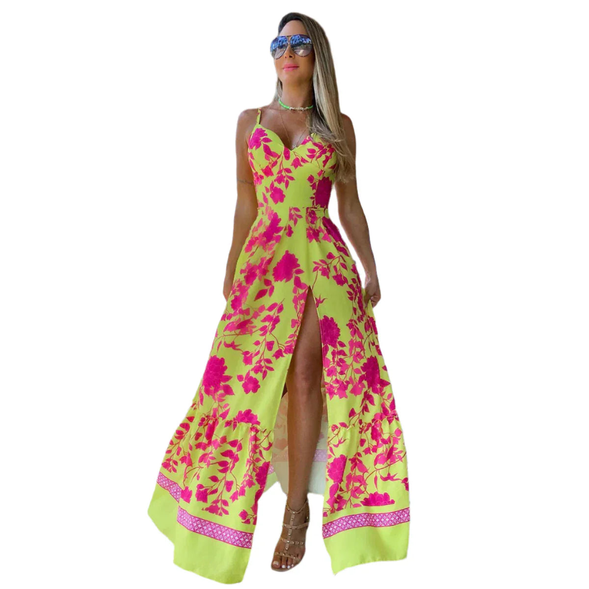 Rionette – Printed Summer Spaghetti Straps Maxi Dress