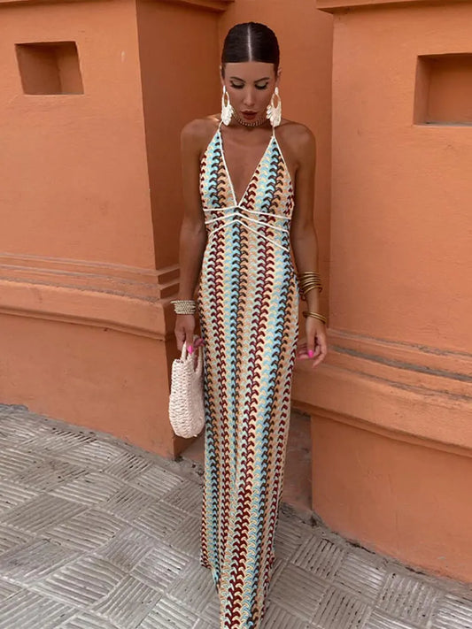 Myrren – Stunning Boho-chic Halterneck Maxi Dress
