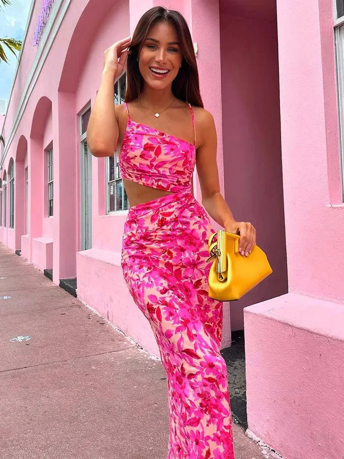 Maelina – Women’s Tropical Cutout Maxi Dress