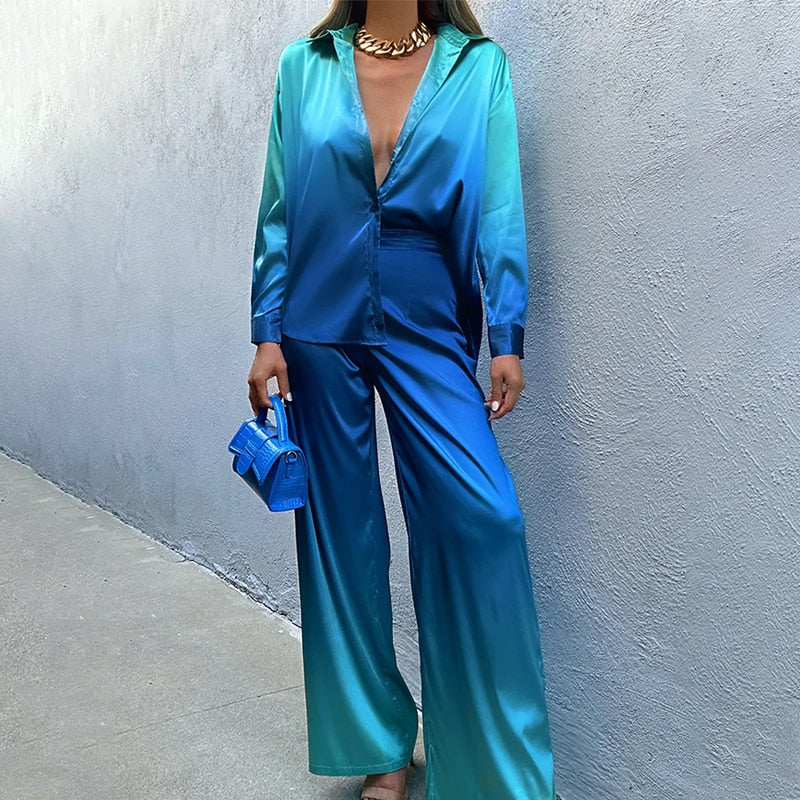 Saharise – Luxurious Ombre Satin Set