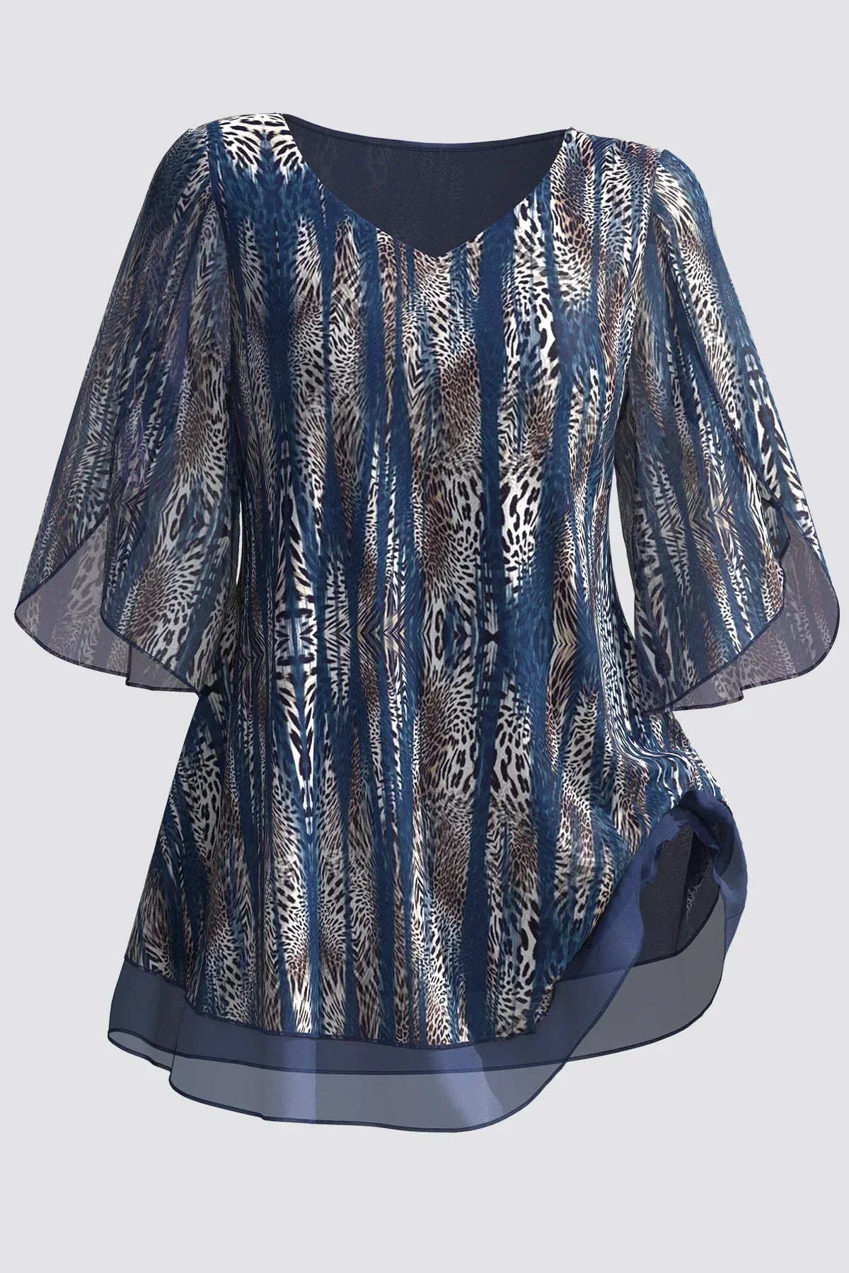 Yunari – Transparent Animal Printed Chiffon Blouse