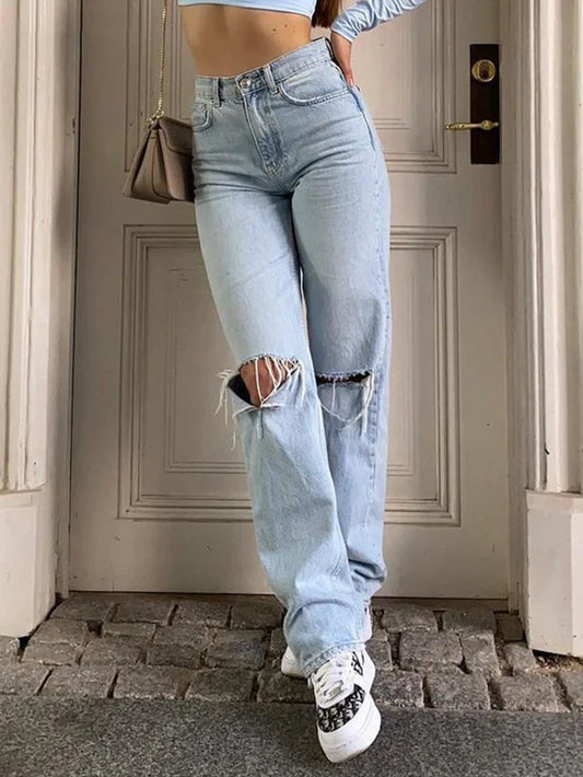 Ellina – Light Wash High-waist Jeans