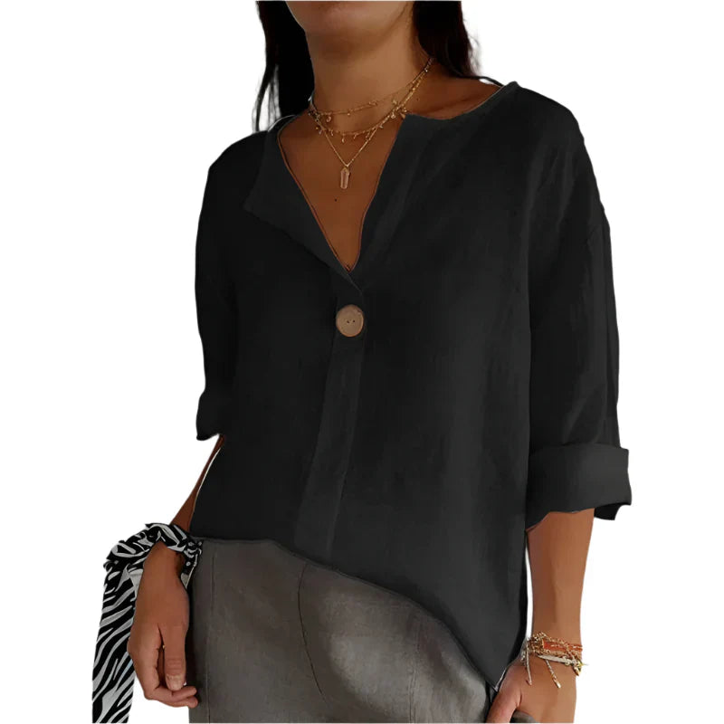 Kaemiya – Minimalist Linen-blend Button-down Blouse