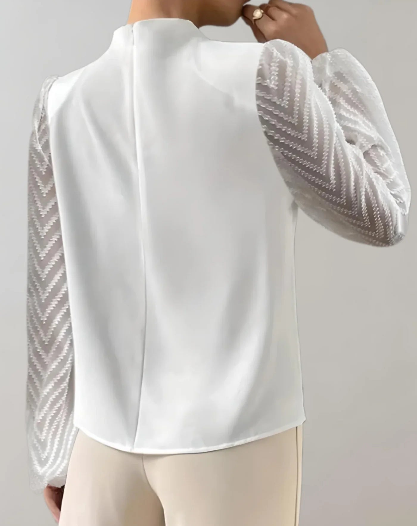 Zephyraia – Elegant Mesh Sleeves Blouse