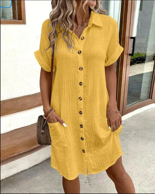 Doriah – Structured Cotton Button-down Shirt Dress