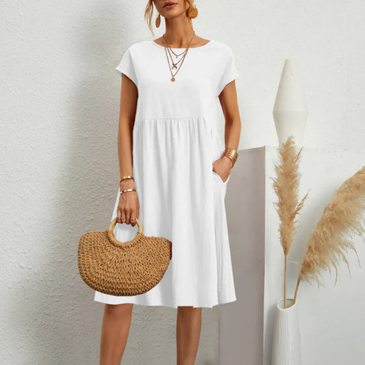 Abitha – Casual Cotton Dress with A-line Pocket