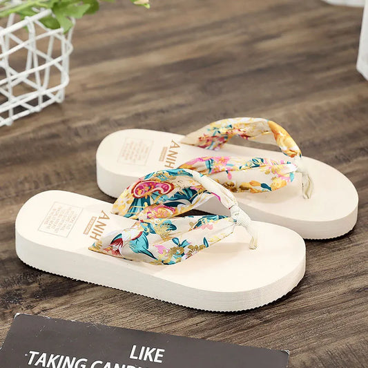 Kaelis – Boho Floral Satin Strap Flip-flops