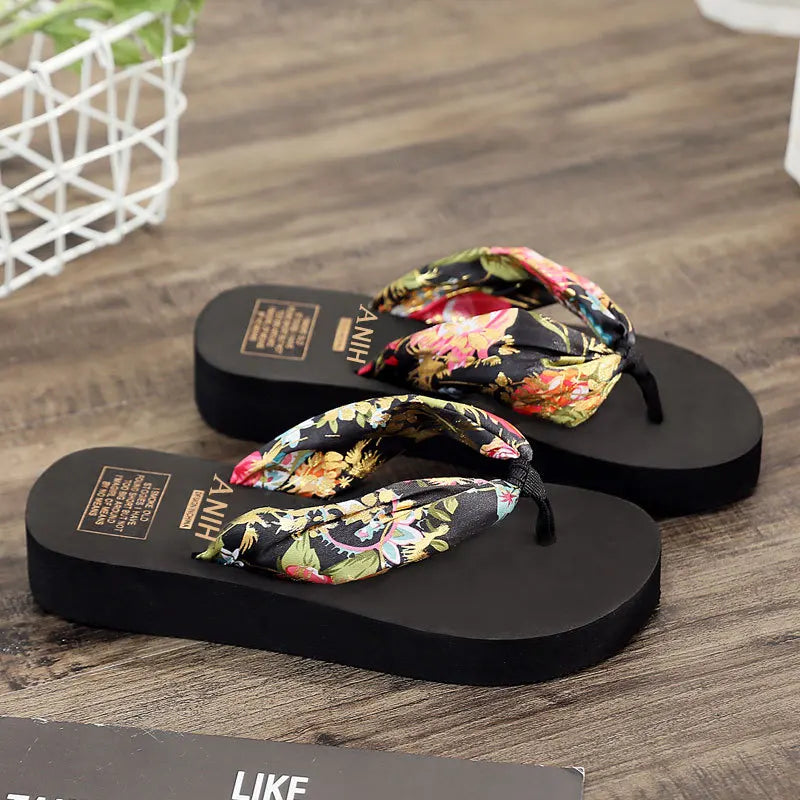 Kaelis – Boho Floral Satin Strap Flip-flops