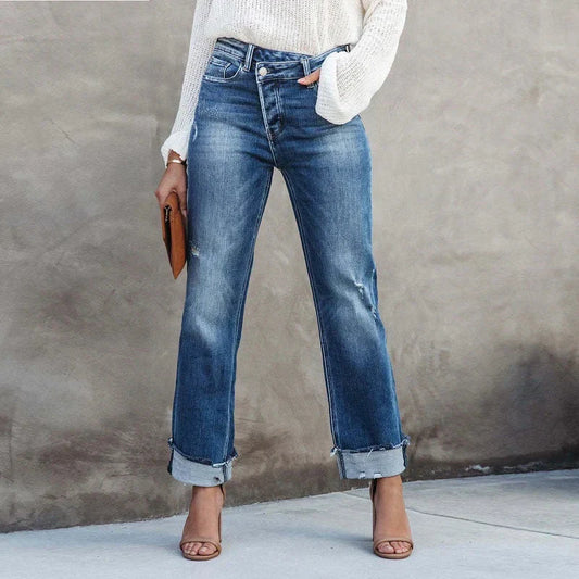 Fenara – High-rise Turn-up Jeans