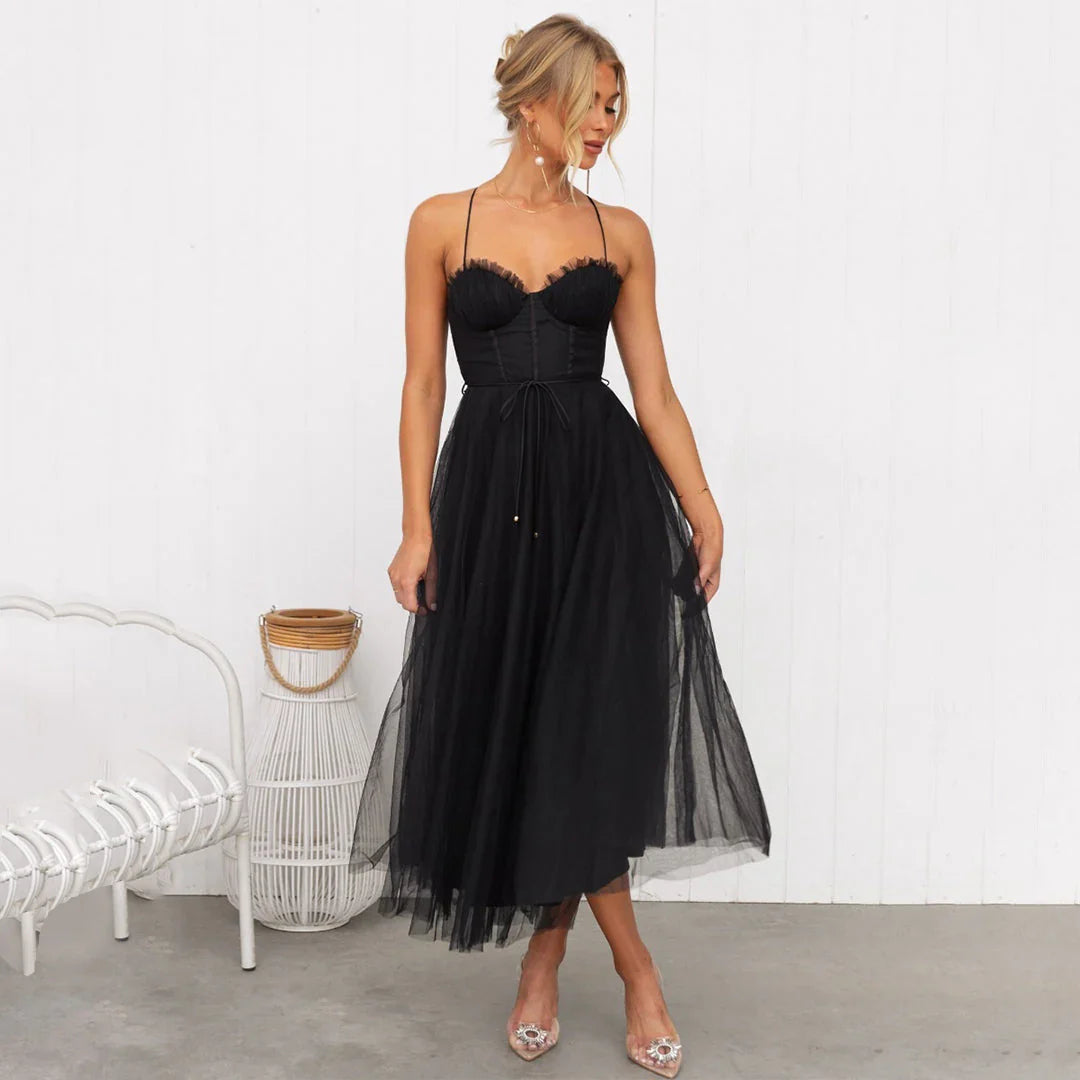 Krystal – Romantic Tulle Corset Midi Dress