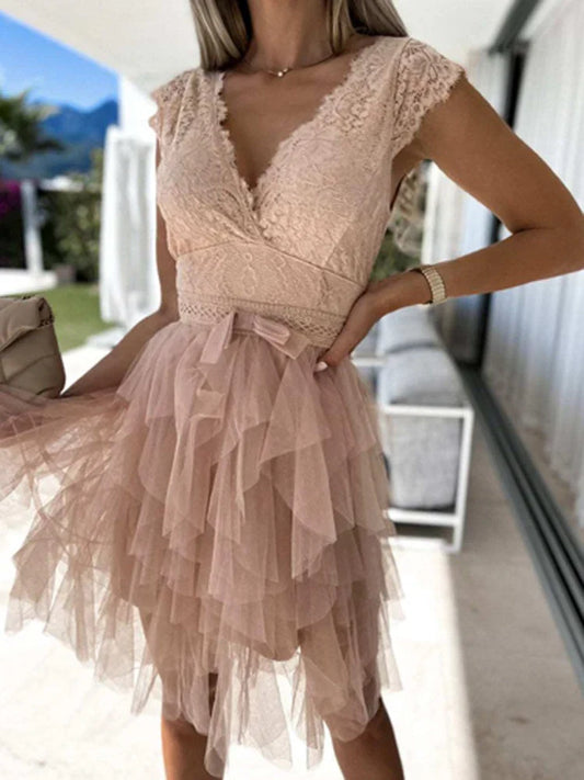 Elarisca – Elegant Floral Tulle Mini Dress