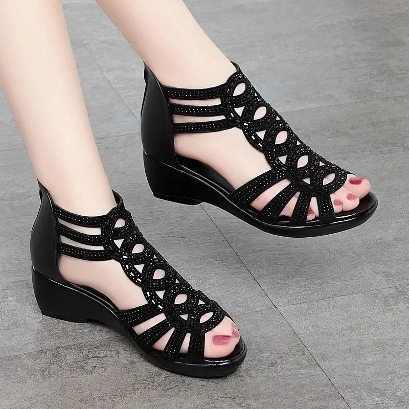 Ellora – Glittery Wedge Sandals