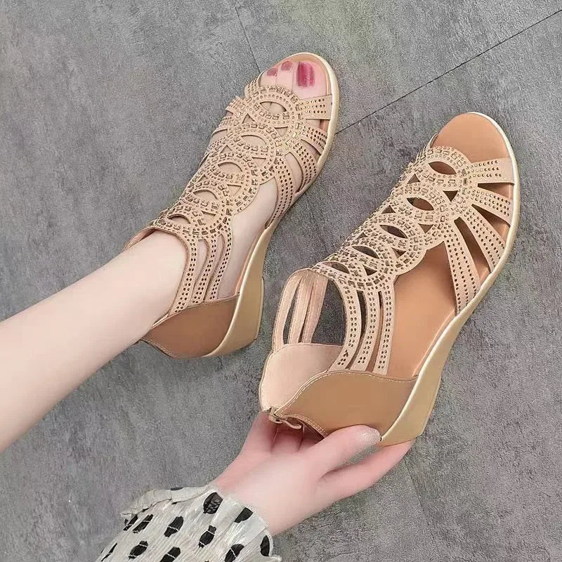 Ellora – Glittery Wedge Sandals