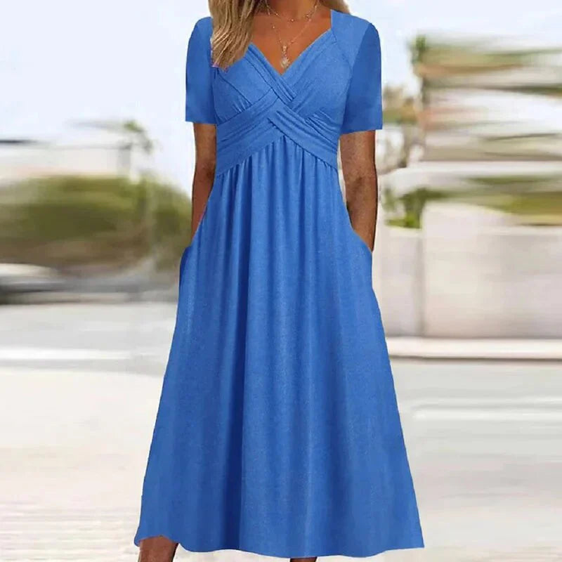 Hellie – Stylish V-neck Midi Dress