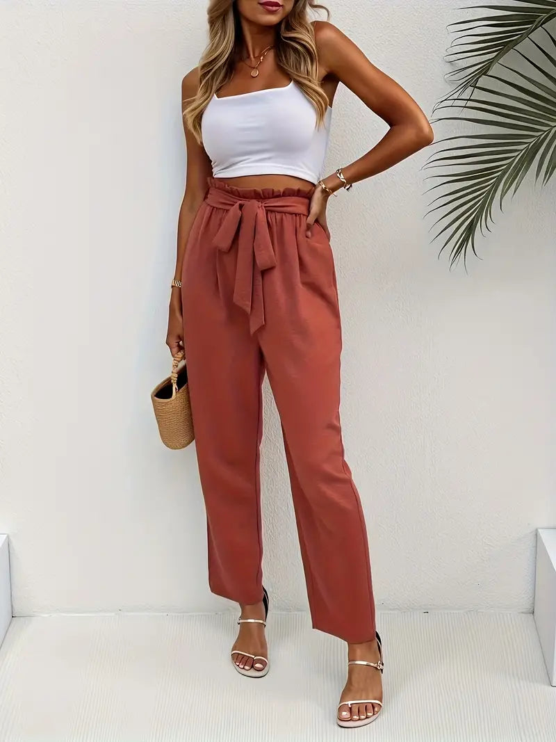 Alliana – High-waisted Trousers with Belt