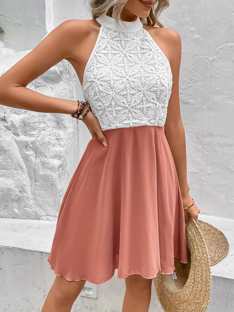 Shante – Sleeveless Lace Halter Dress