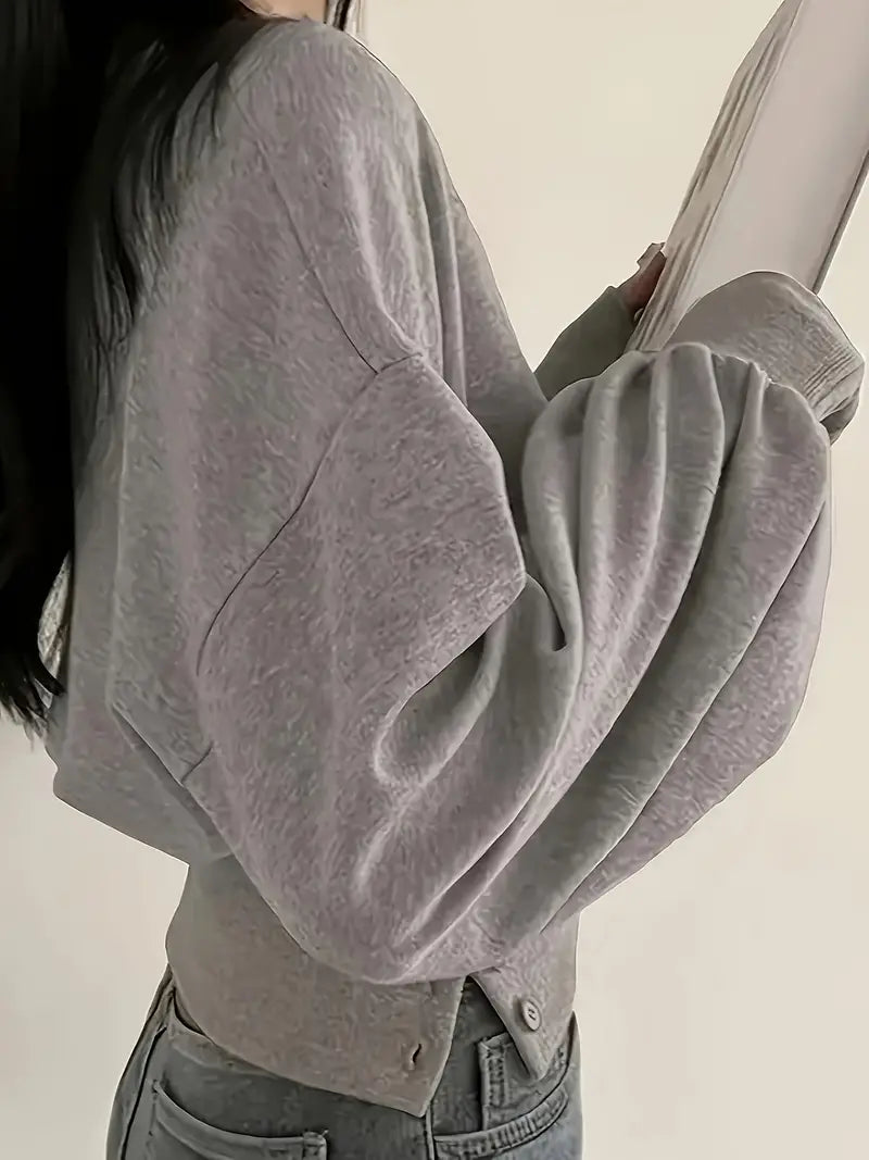 Ebbe – Stylish Cropped Balloon Sleeves Sweater