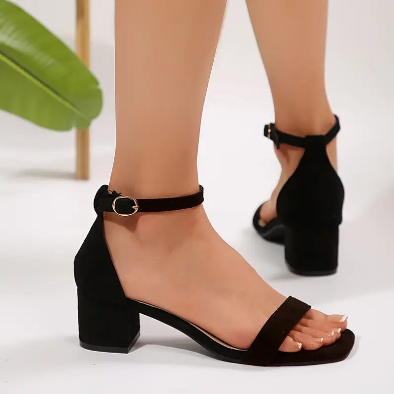 Daphira – Elegant Low Block Heel Suede Sandals