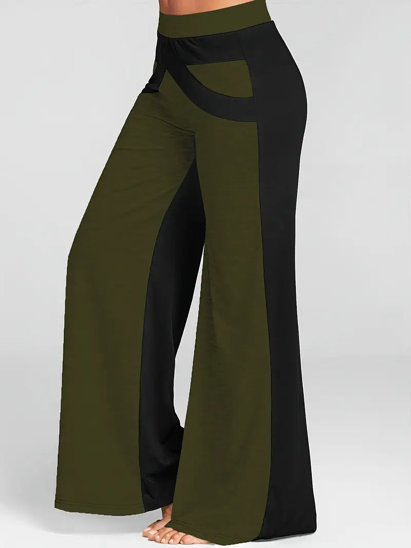 Xylaris – Stylish Wide Leg Pants with Color Block Design