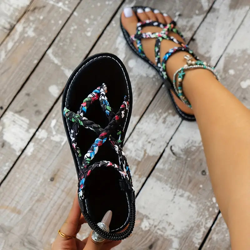 Ginavelle – Stylish Braided Multicolored Straps Sandals