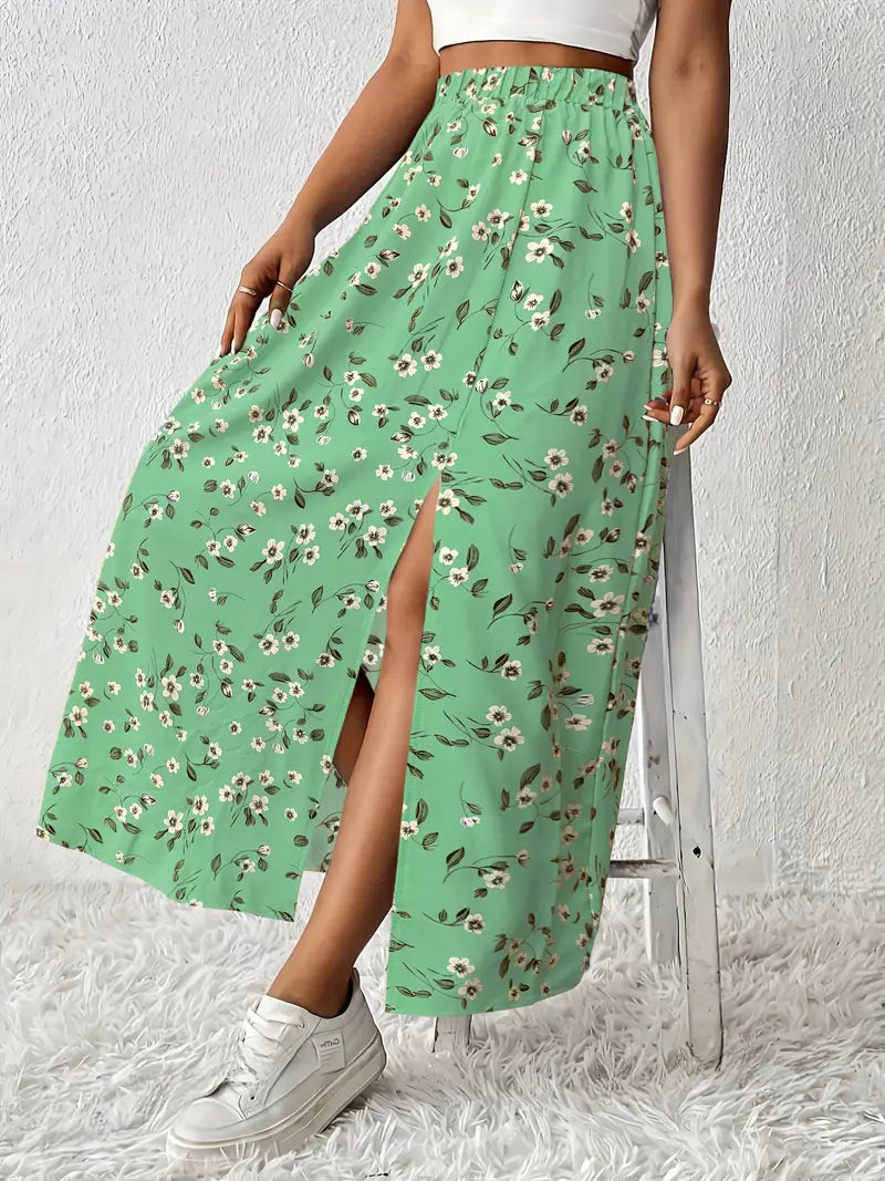 Louvina – Maxi Skirt with Floral Slit
