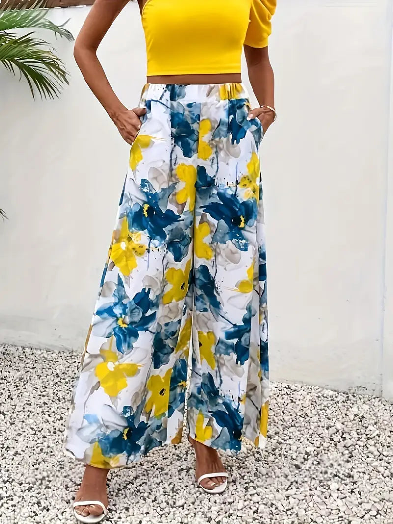 Syvaris – Wide Trousers with Floral Pattern