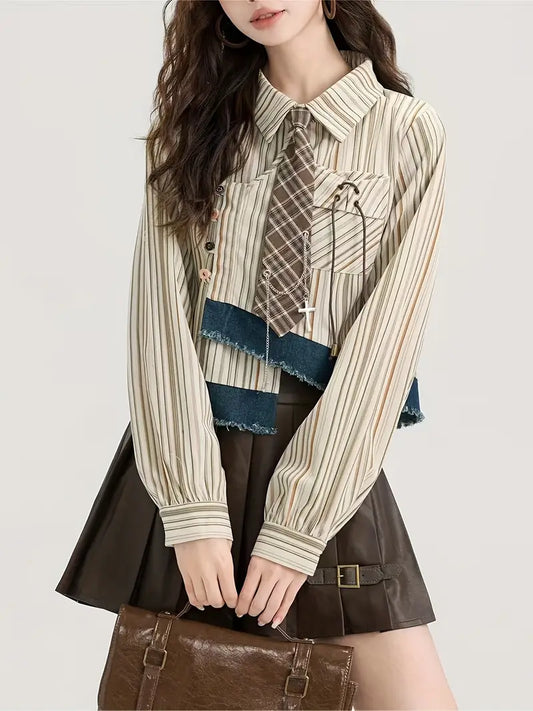 Oaklynn – Striped Cotton Blouse