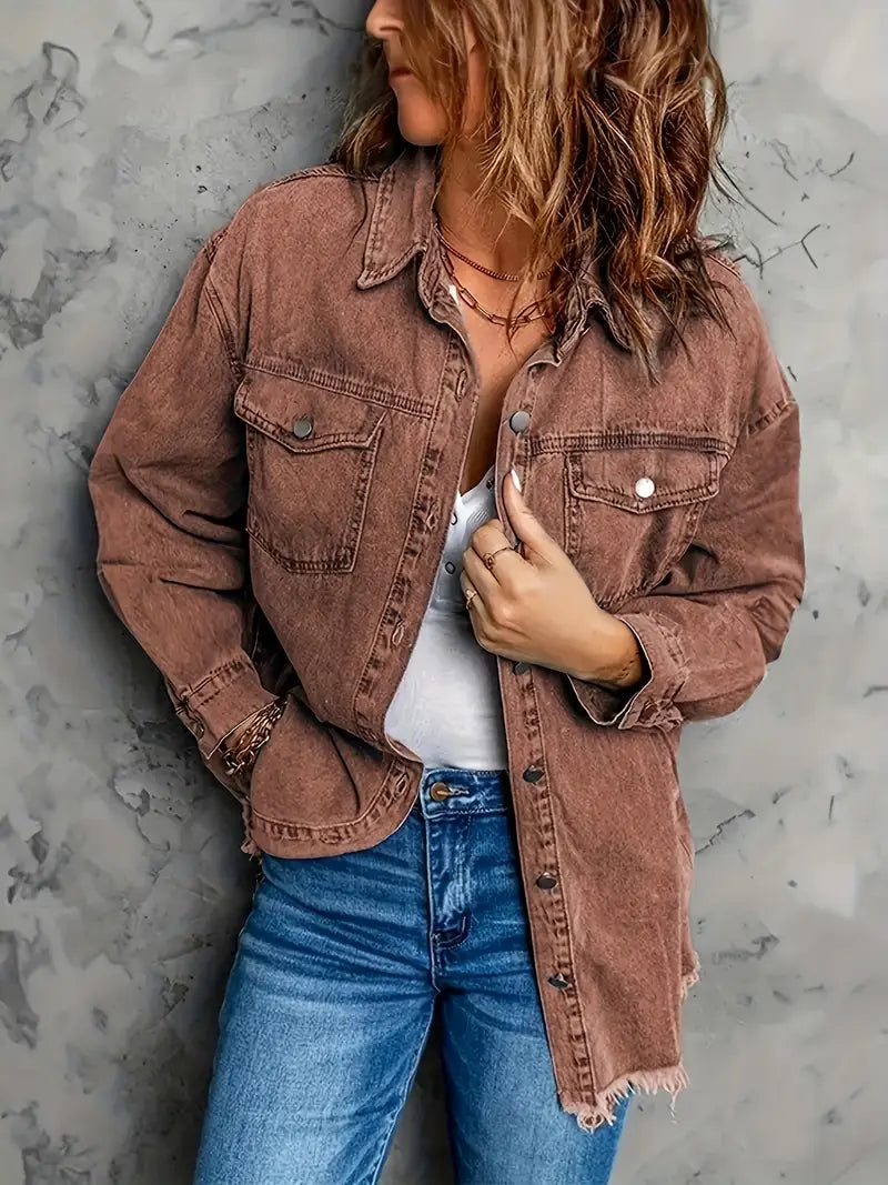 Wisteria – Brown Cotton Denim Jacket