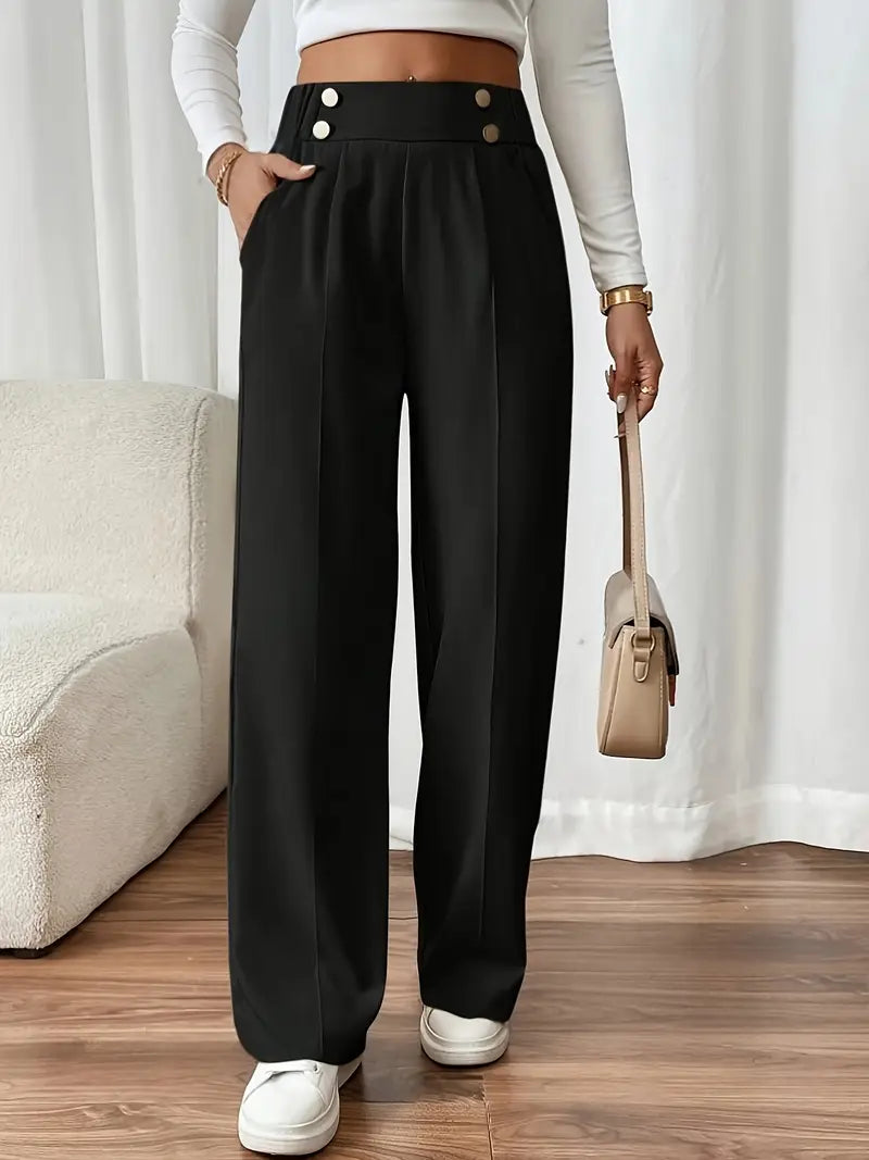 Lethoria – Elegant High-waisted Wide-leg Trousers