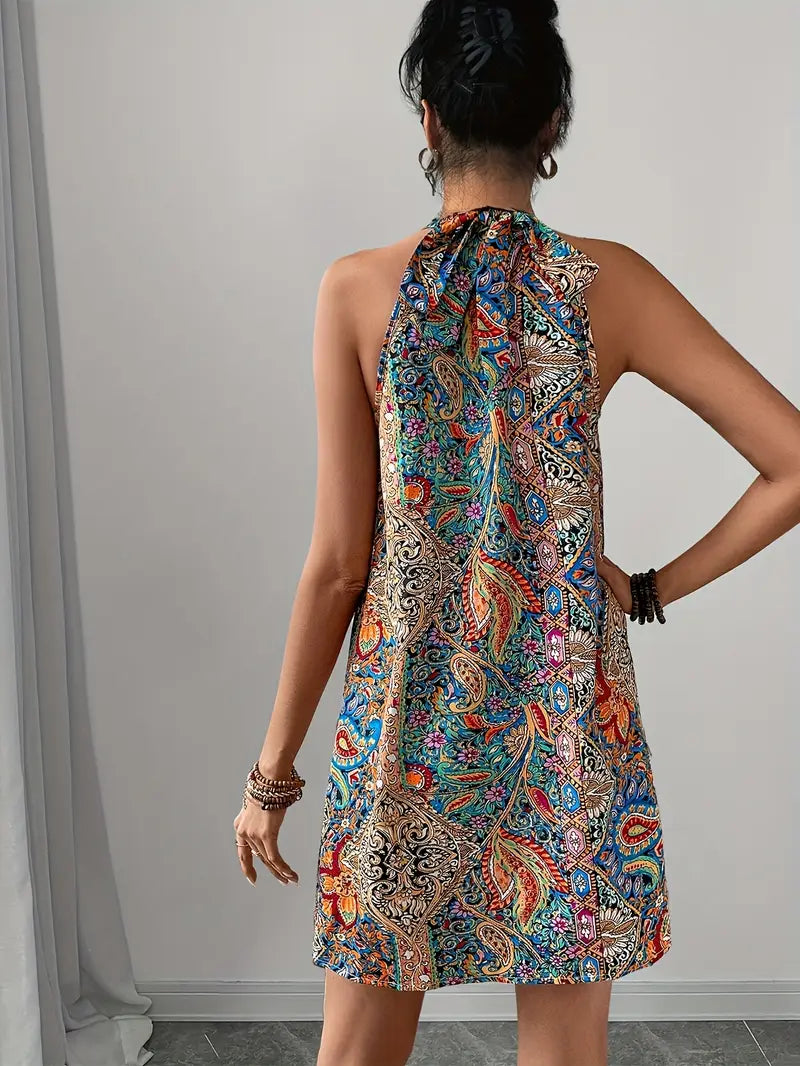 Dorhea – Artistic Halterneck Mini Dress