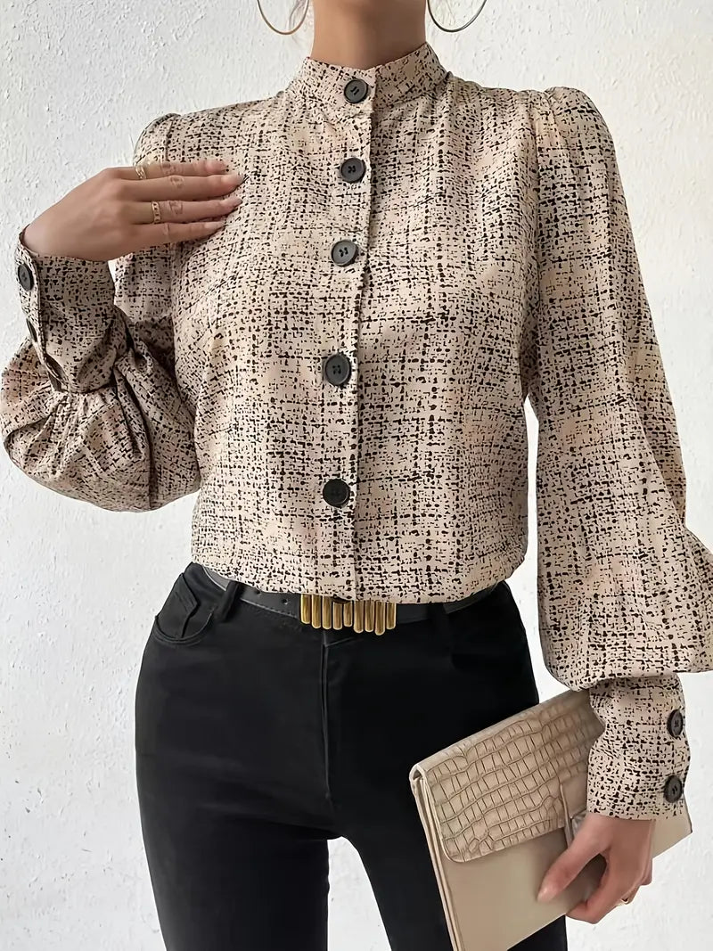 Shadira - Vintage High Collar Long Sleeve Blouse