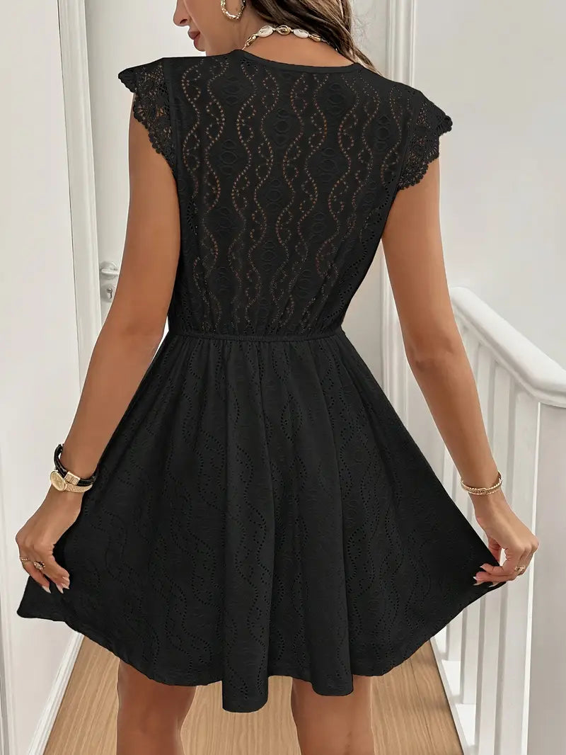 Avenleigh – Women's A-line Dress with Lace Sleeves