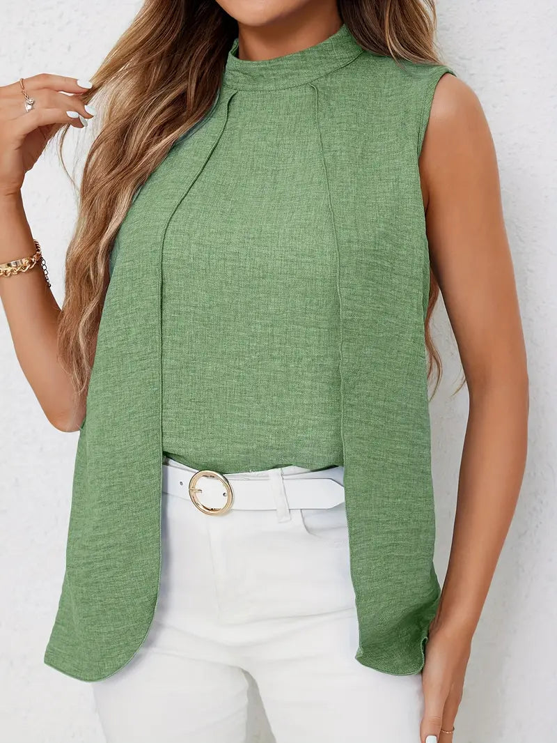 Zyra – Stylish Sleeveless Blouse with High Collar