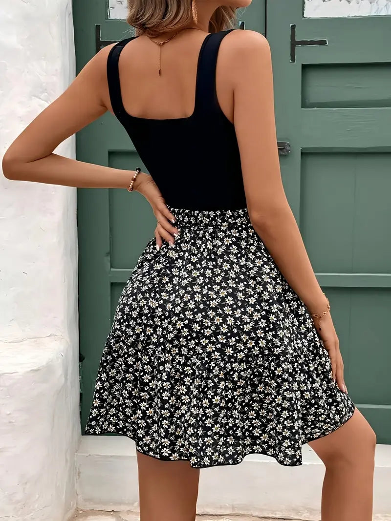 Romilda – Stylish Floral Square Neck Dress