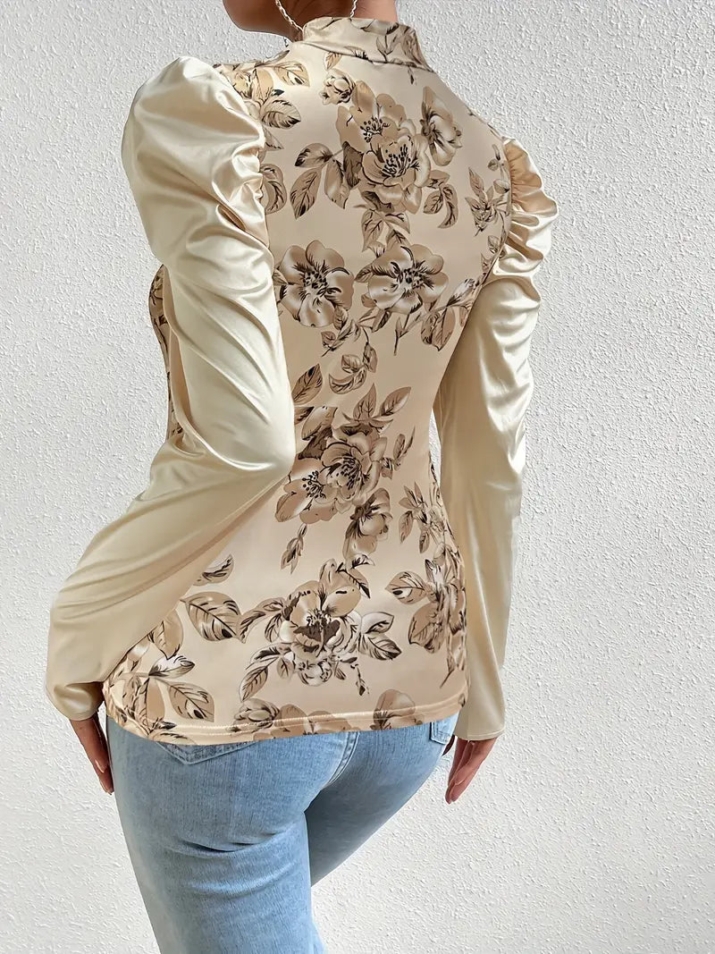 Lilienne - Vintage-style Long-sleeved Satin Blouse
