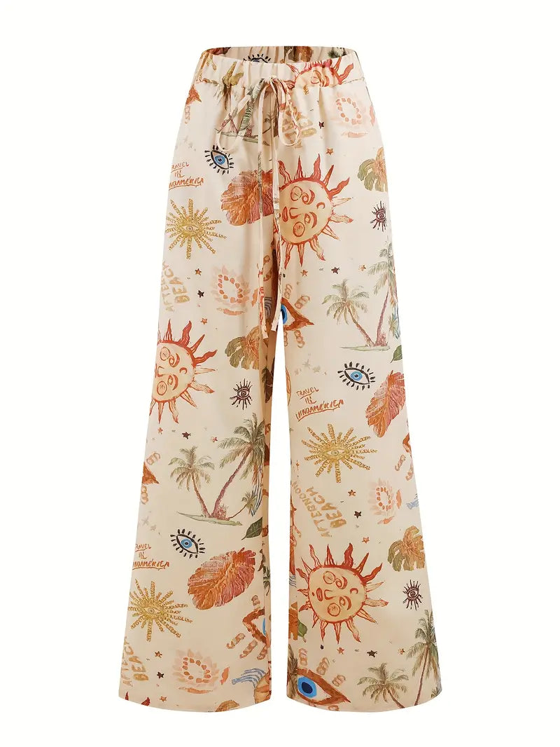 Saphirielle – Boho Wide Leg Printed Pants