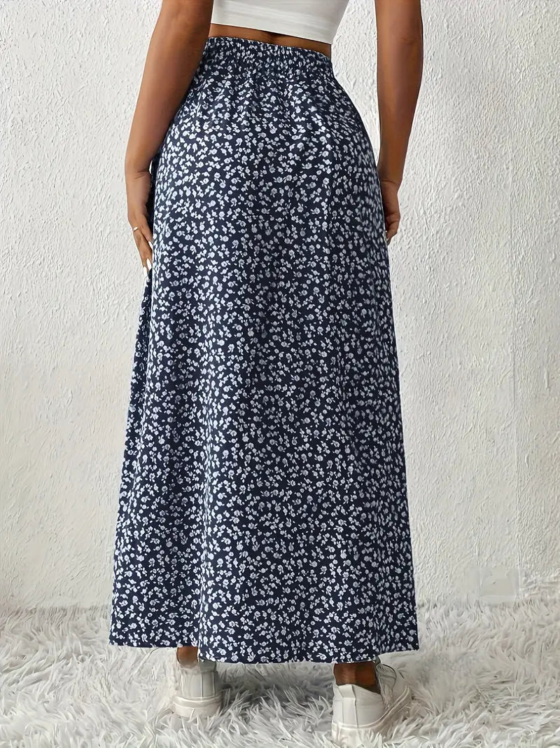 Aori – Elegant High-waisted Maxi Skirts with Floral Print