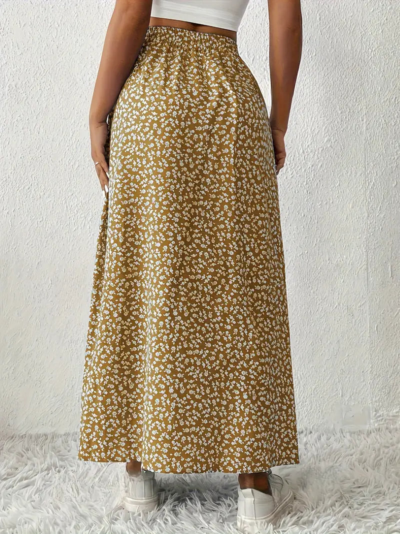 Aori – Elegant High-waisted Maxi Skirts with Floral Print