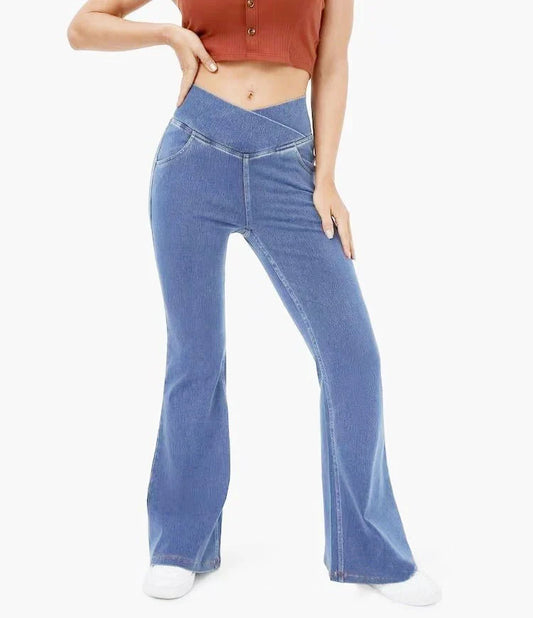 Lirra – High-waisted Stretch Flared Trousers