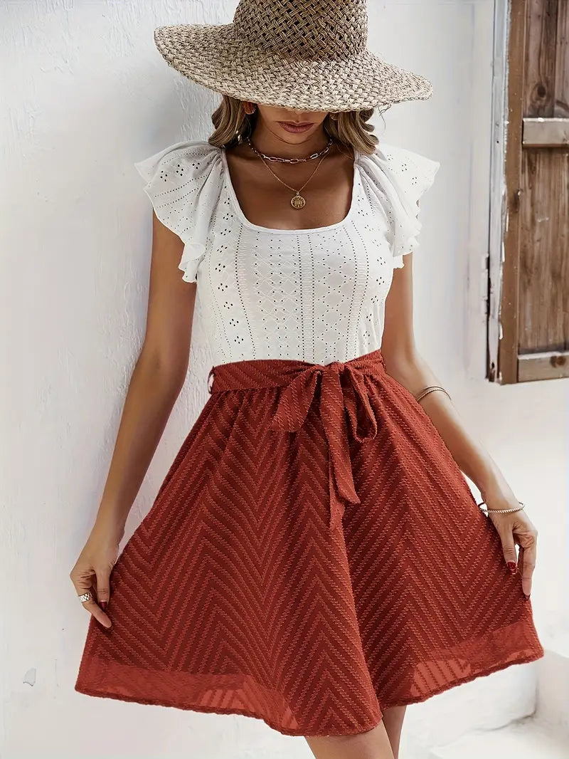 Wilhelmina – Cap-sleeve Top and Waist-waisted Skirt Set