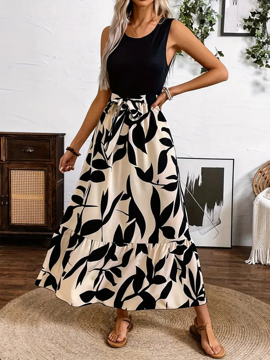 Tamisha – Sleeveless Black Top and Maxi Skirt Dress
